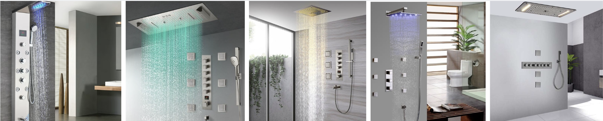 Brushed Nickel LED Shower System